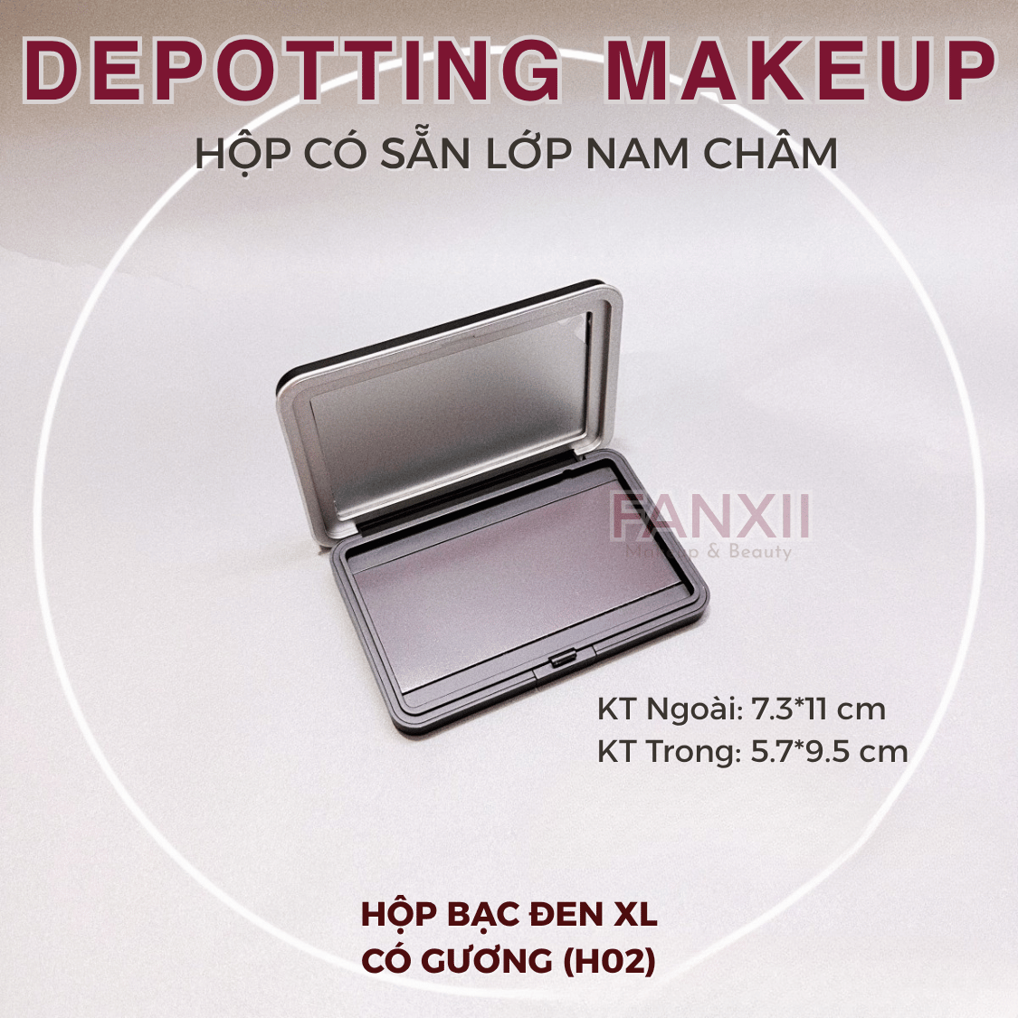 Hộp DIY Phấn Mắt Depotting Makeup Có Nam Châm Có Gương - Nhiều Kích Thước