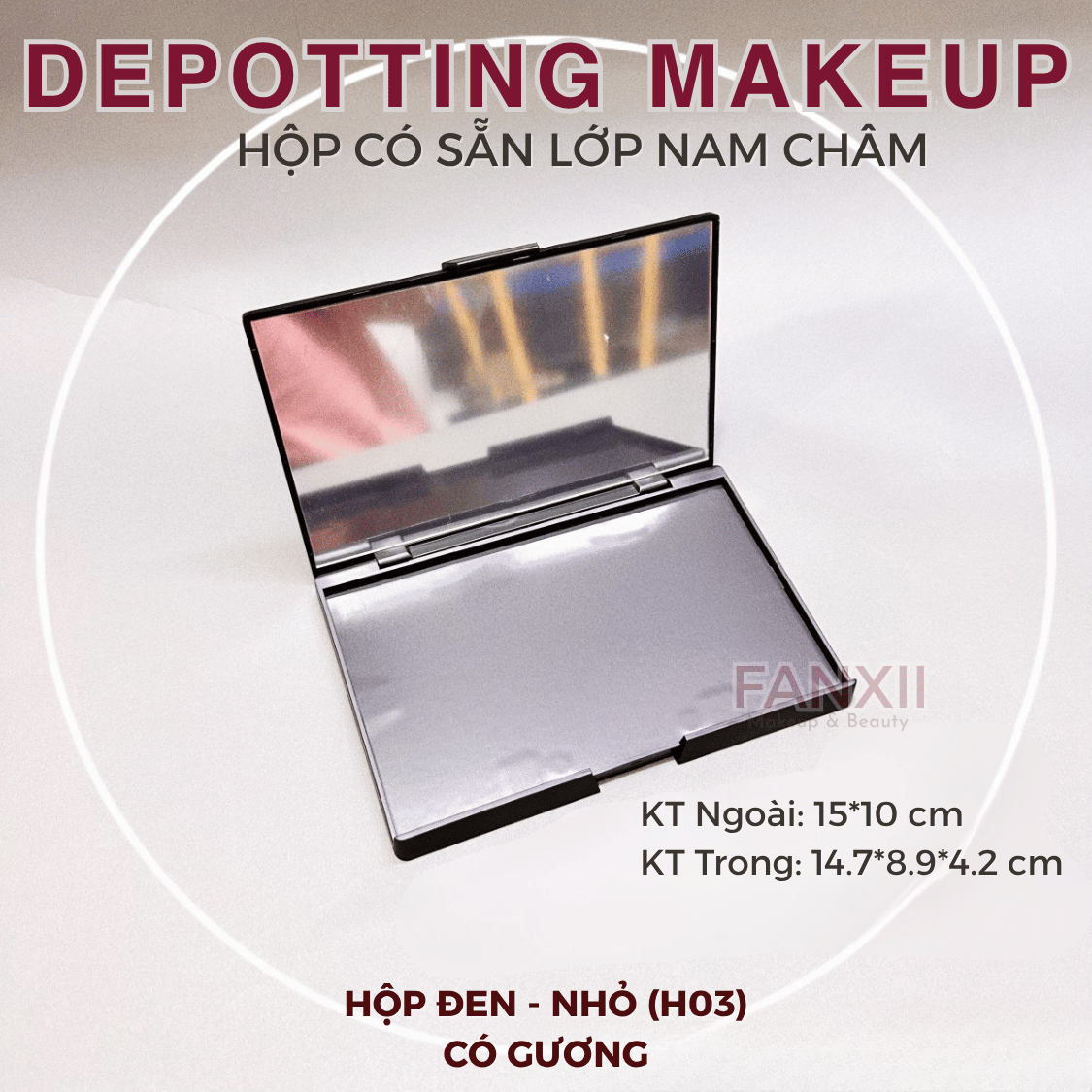 Hộp DIY Phấn Mắt Depotting Makeup Có Nam Châm Có Gương - Nhiều Kích Thước