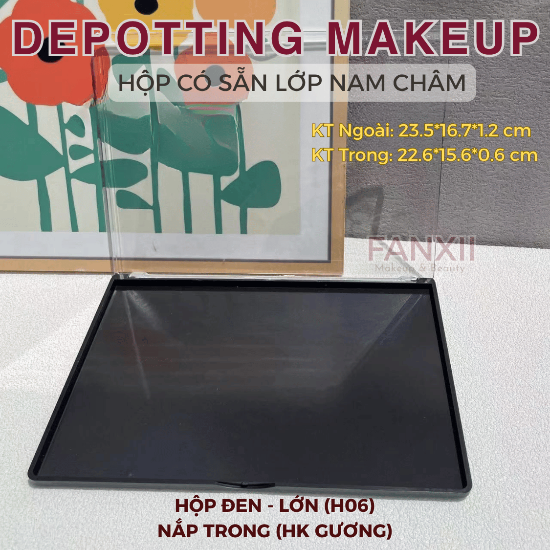 Hộp DIY Phấn Mắt Depotting Makeup Có Nam Châm Có Gương - Nhiều Kích Thước