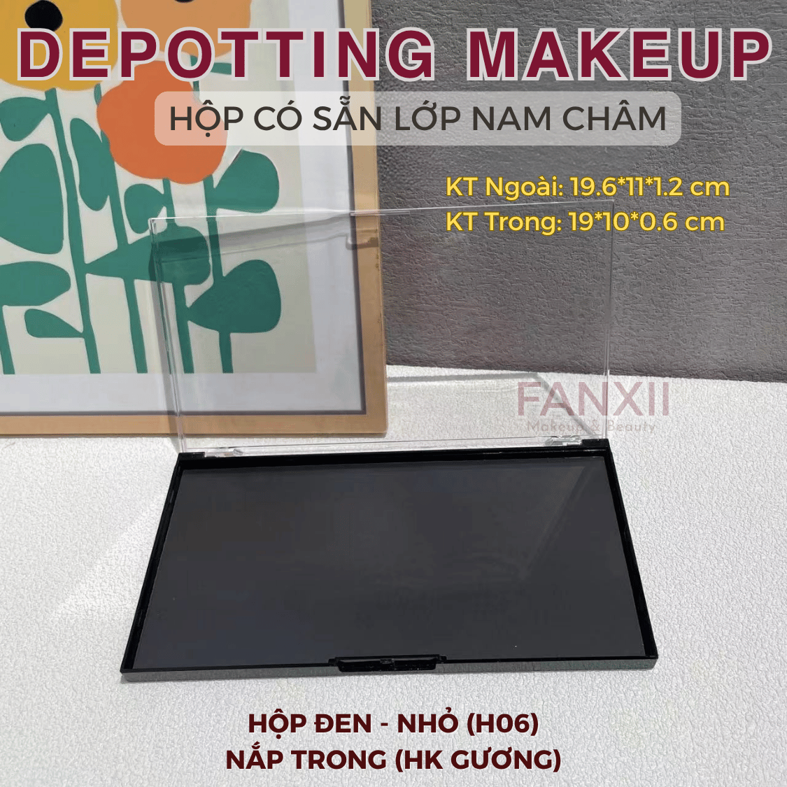 Hộp DIY Phấn Mắt Depotting Makeup Có Nam Châm Có Gương - Nhiều Kích Thước