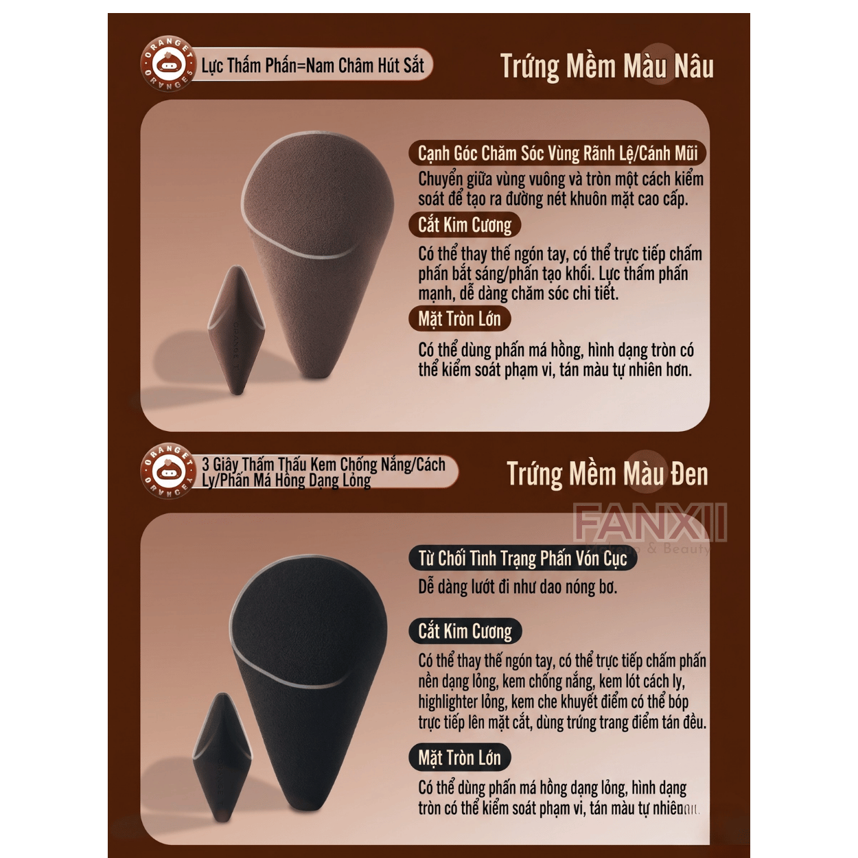 Mút Hình Kim Cương - Mút Trứng Hình Quạt Makeup Nền