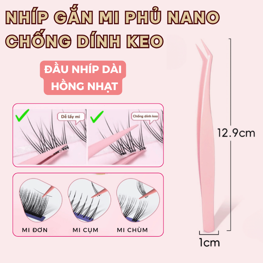 Nhíp gắn mi phủ Nano chống dính keo