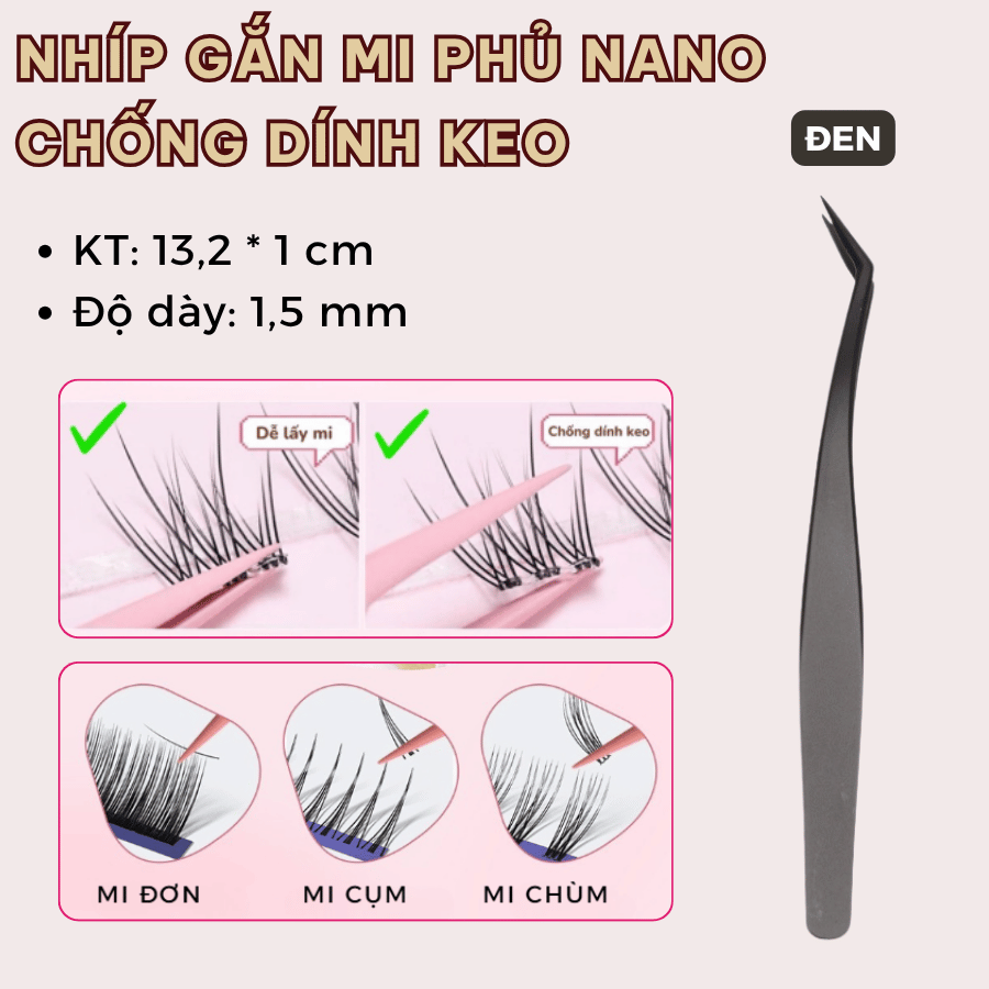 Nhíp gắn mi phủ Nano chống dính keo