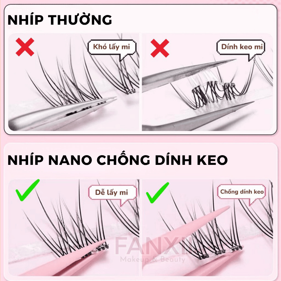 Nhíp gắn mi phủ Nano chống dính keo