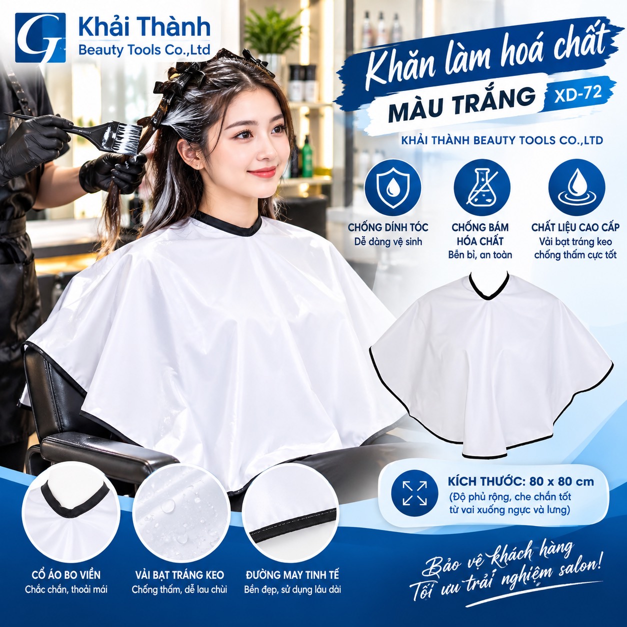 Khăn Làm Hóa Chất Màu Trắng XD-72