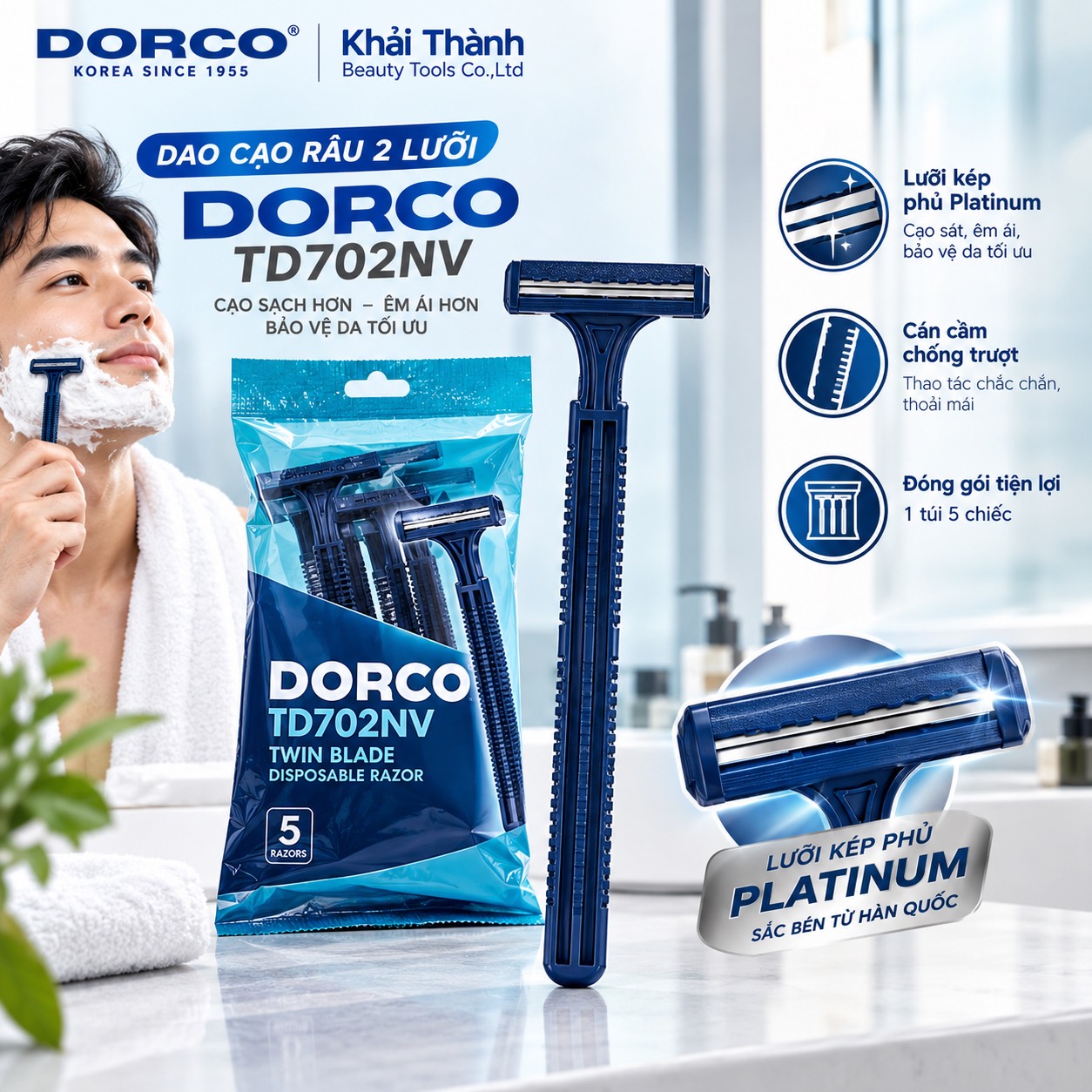 Dao Cạo Dorco TD702NV - Túi 5 Chiếc