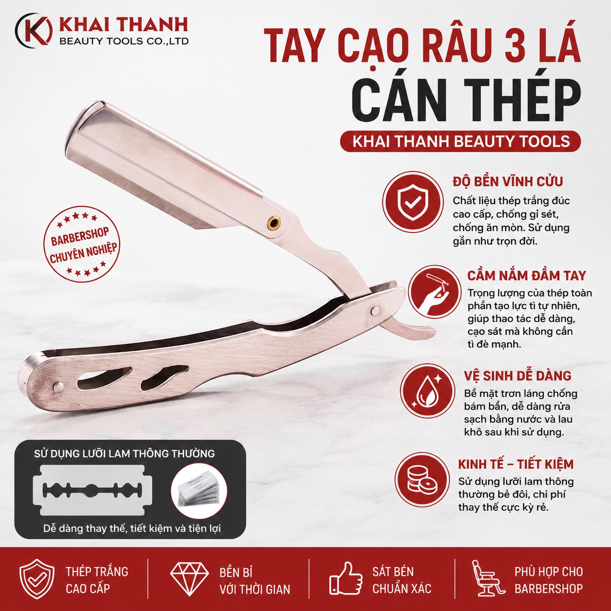 Tay Cạo 3 Lá Cán Thép XD-48