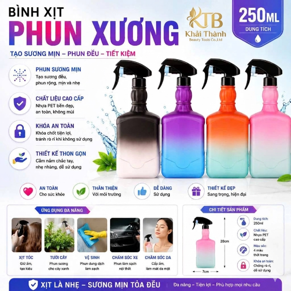 Bình Xịt Sương Vuông 300ml XD-19