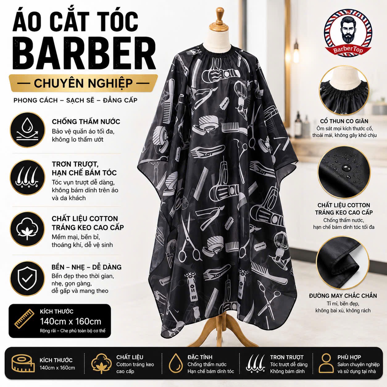 Khăn Cắt Tóc Barber XD-53