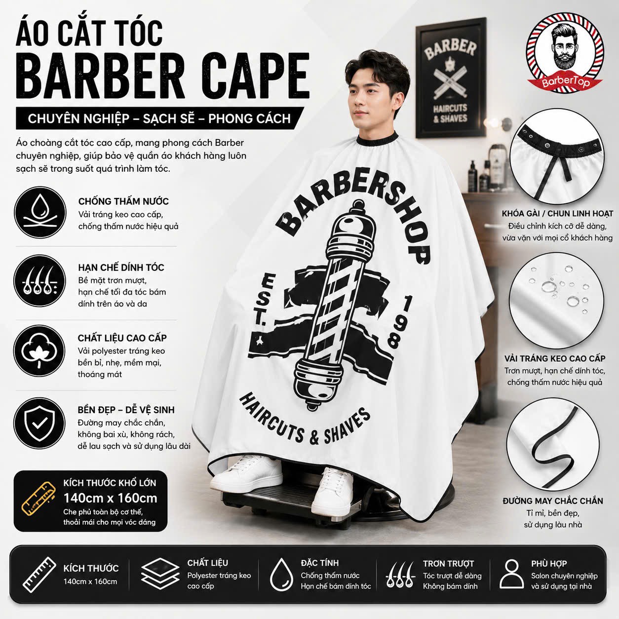 Khăn Cắt Tóc Barber XD-55