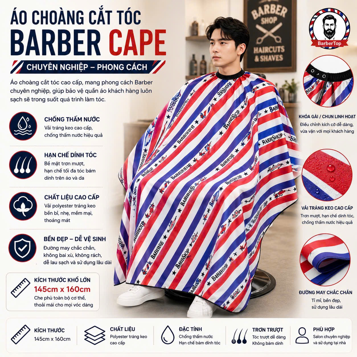 Khăn Cắt Tóc Barber XD-61