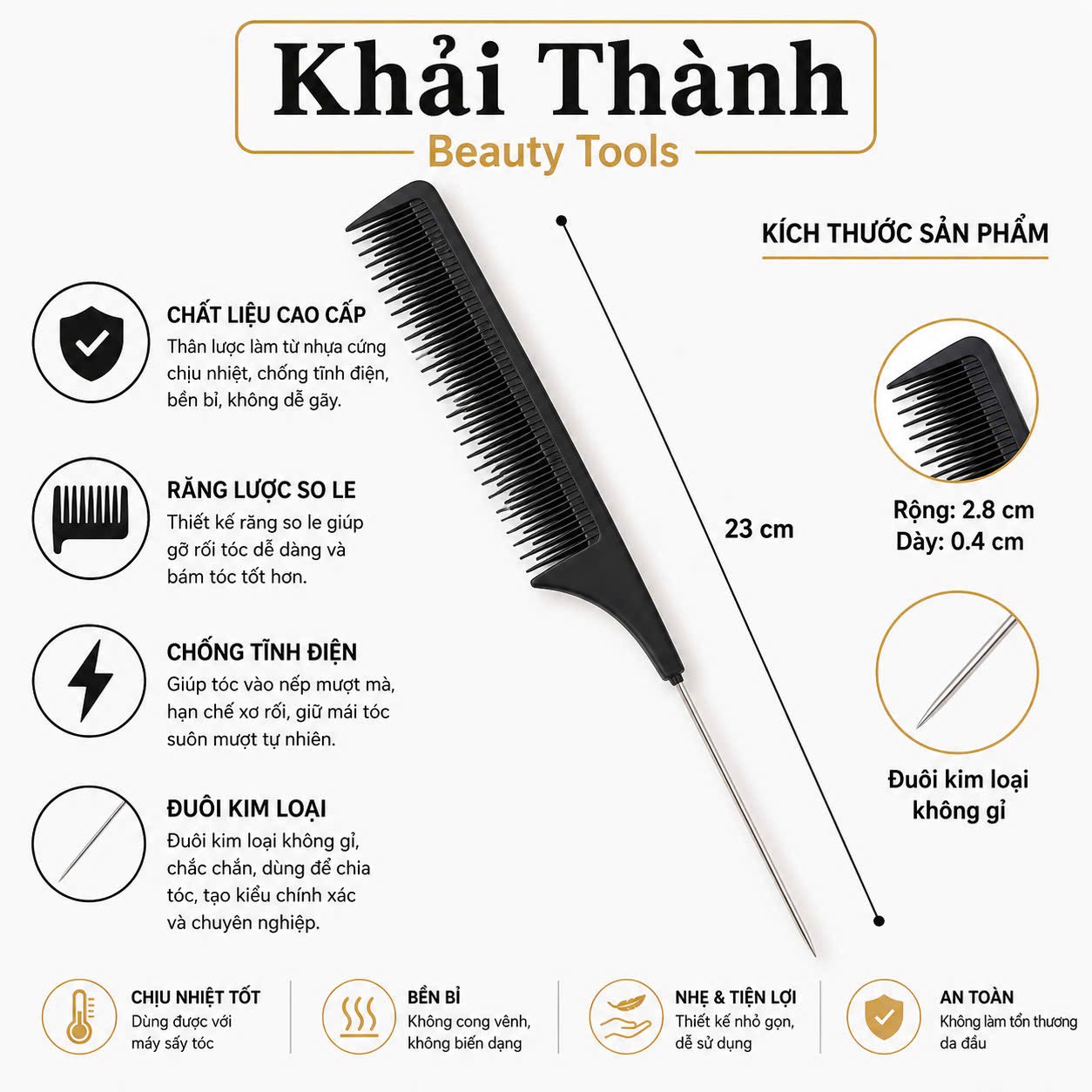 Lược Đuôi Nhọn Carbon 8613 (XD-86)