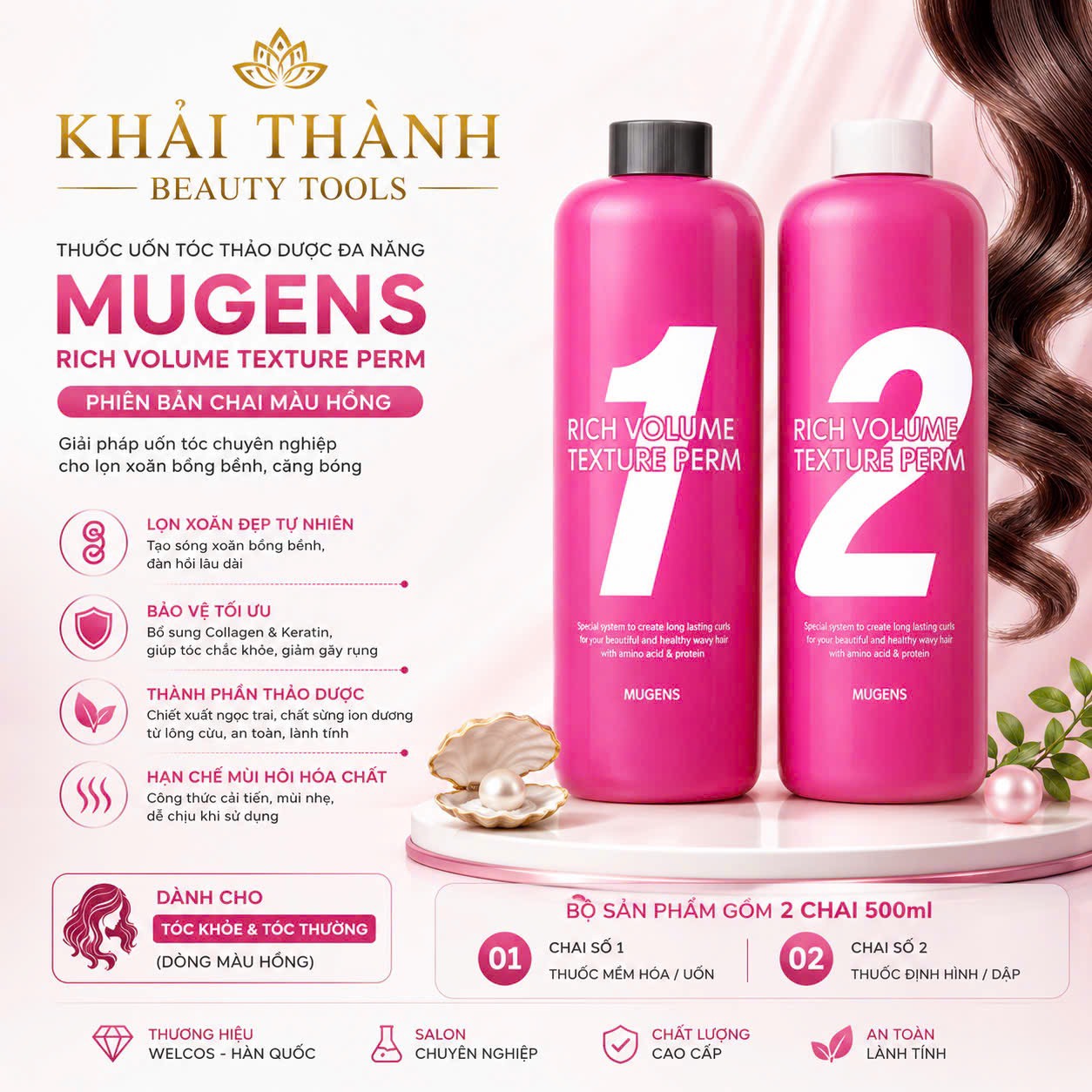 Thuốc Uốn Mugens Hồng  500ml