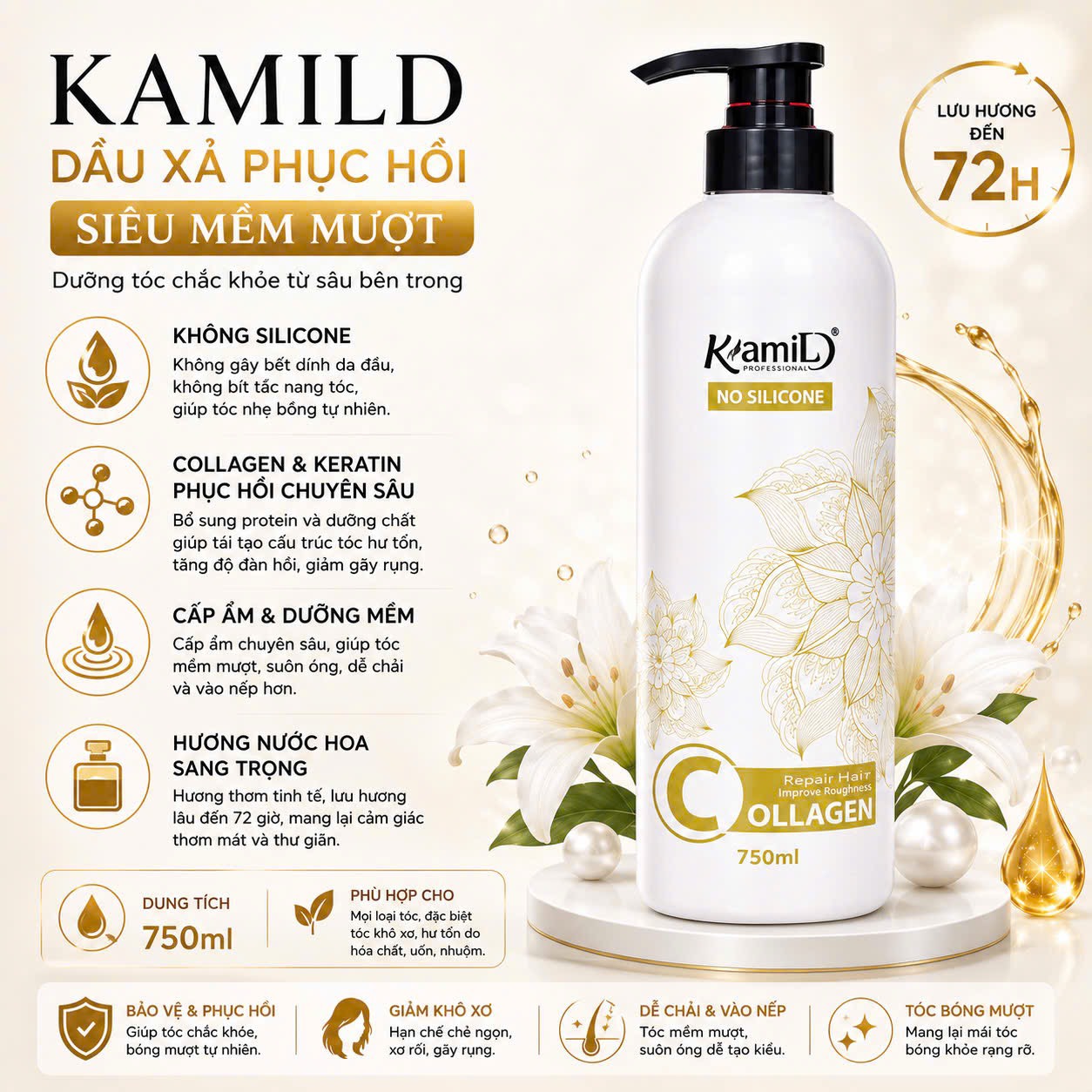 Dầu Xả Kamild Trắng 750ml