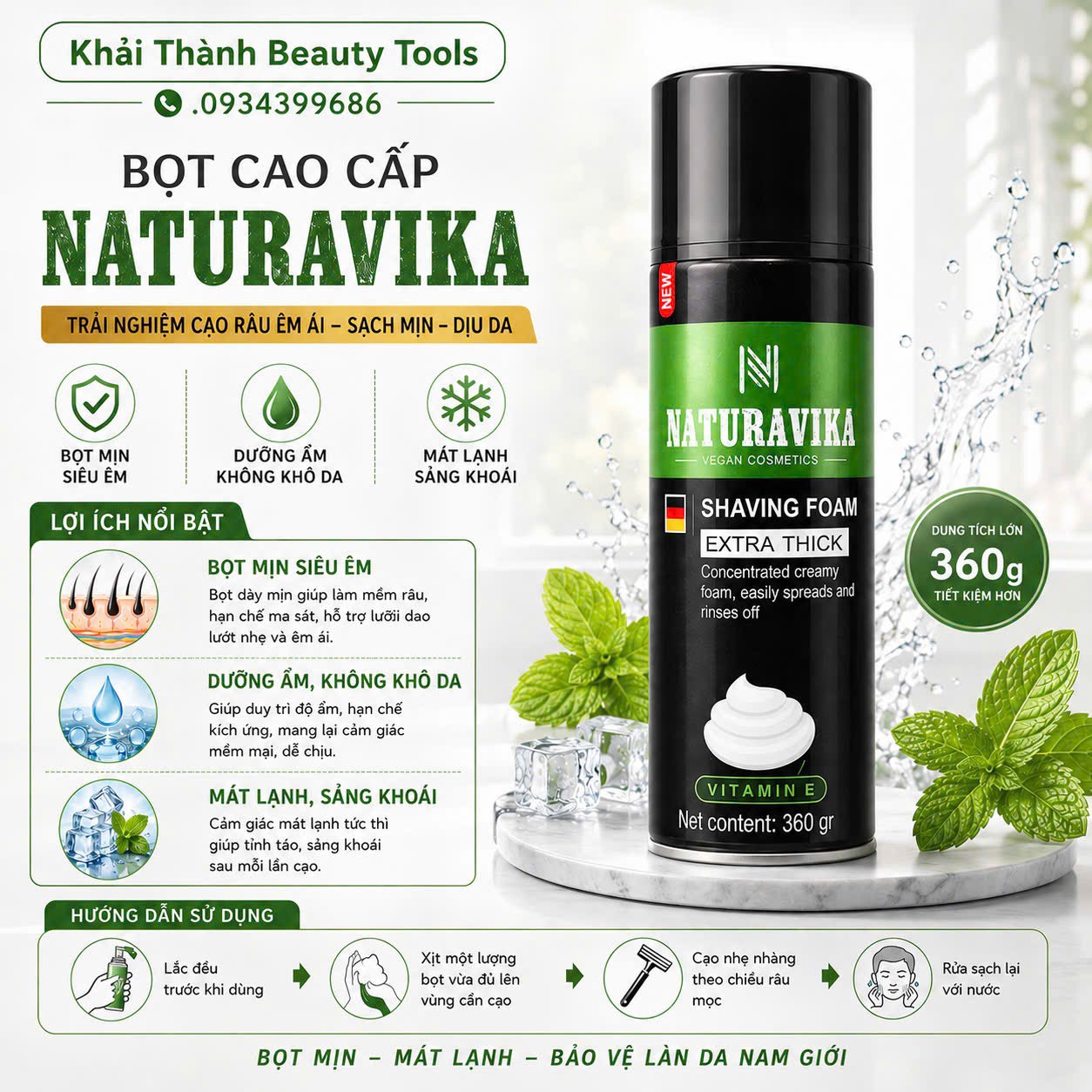 Bọt Cạo Râu Naturavika 360ml