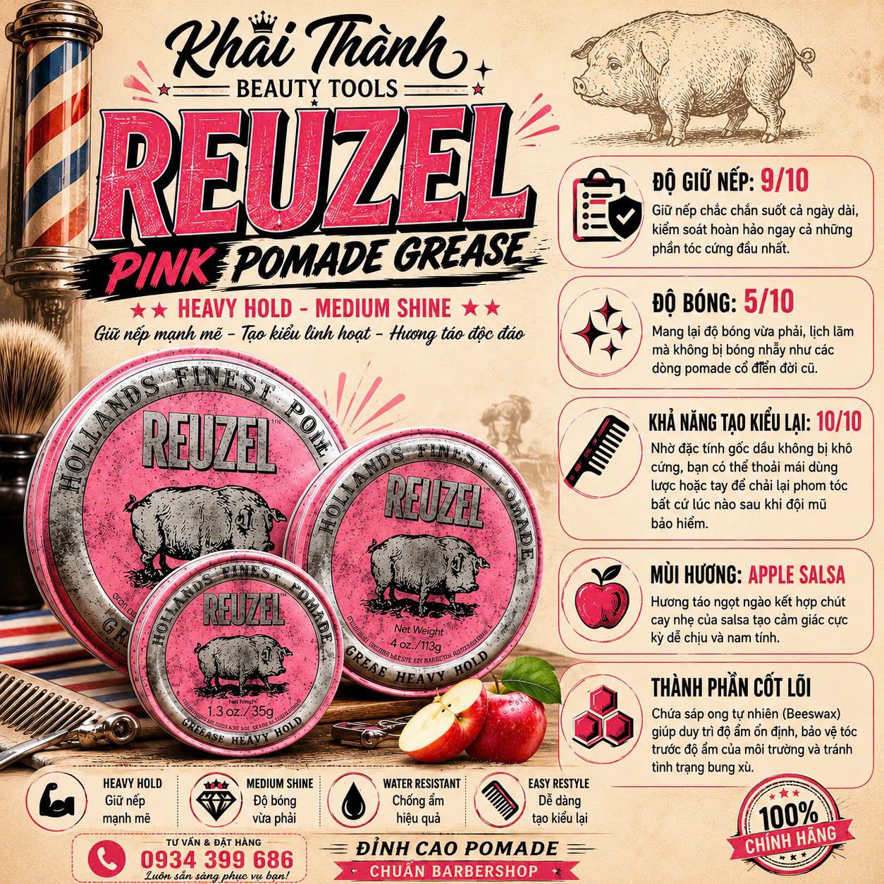 Sáp Reuzel Pink Pomade Grease