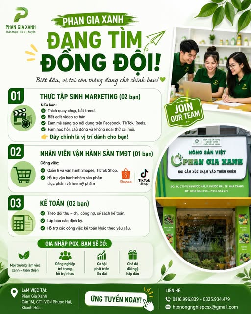 Tuyển dụng tháng 07 - Phan Gia xanh - PGX