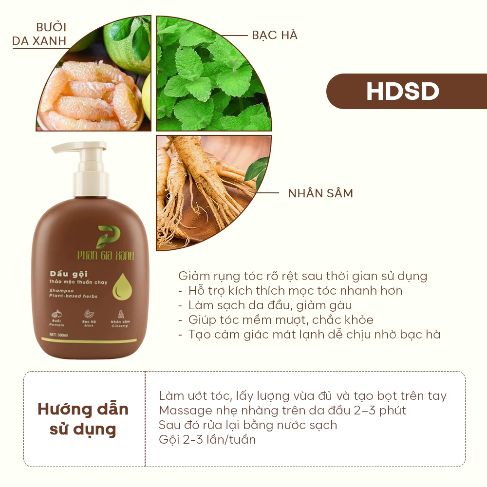 Dầu gội bưởi bạc hà PGX 300ml _ HMP