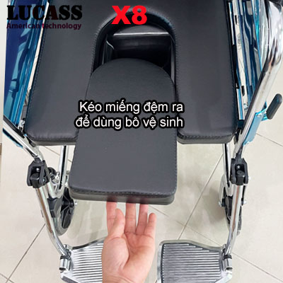 Xe lăn tiêu chuẩn, có bô vệ sinh Lucass X8J