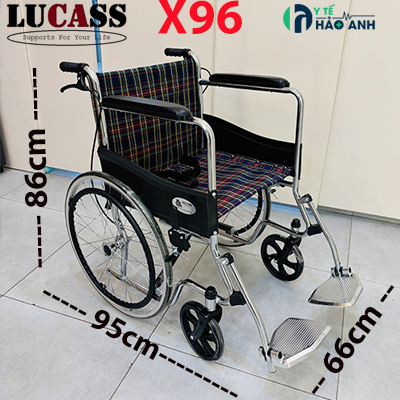 Xe lăn gọn nhẹ (13kg), bánh mâm Lucass X96B