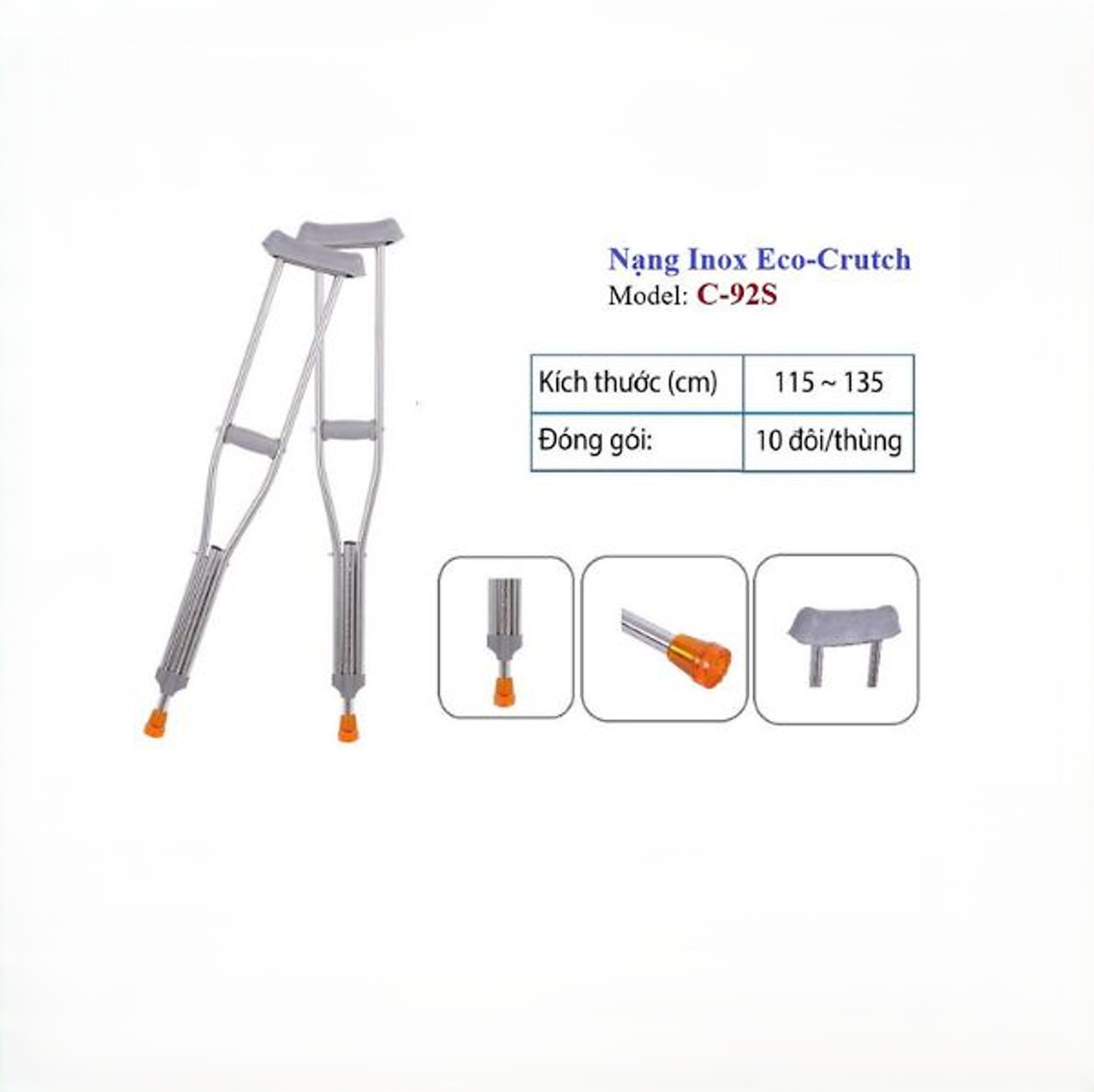 Nạng nách inox Lucass Eco-Crutch C-92S