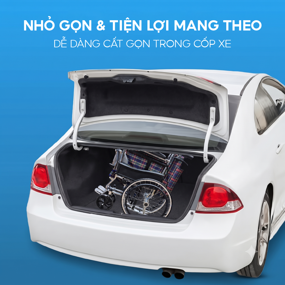 Xe lăn tiêu chuẩn Lucass X96 Ghế rộng 51cm Có Phanh tay Gấp gọn chân