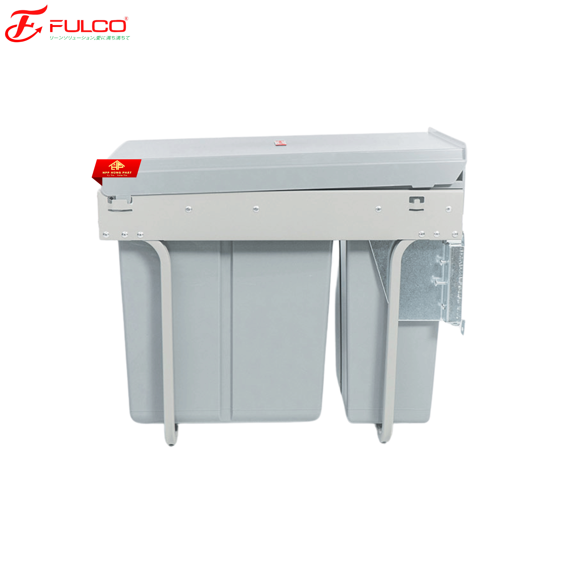 Thùng Rác Đôi Âm Tủ Gắn Cánh FULCO – Ray Giảm Chấn, Nhựa ABS