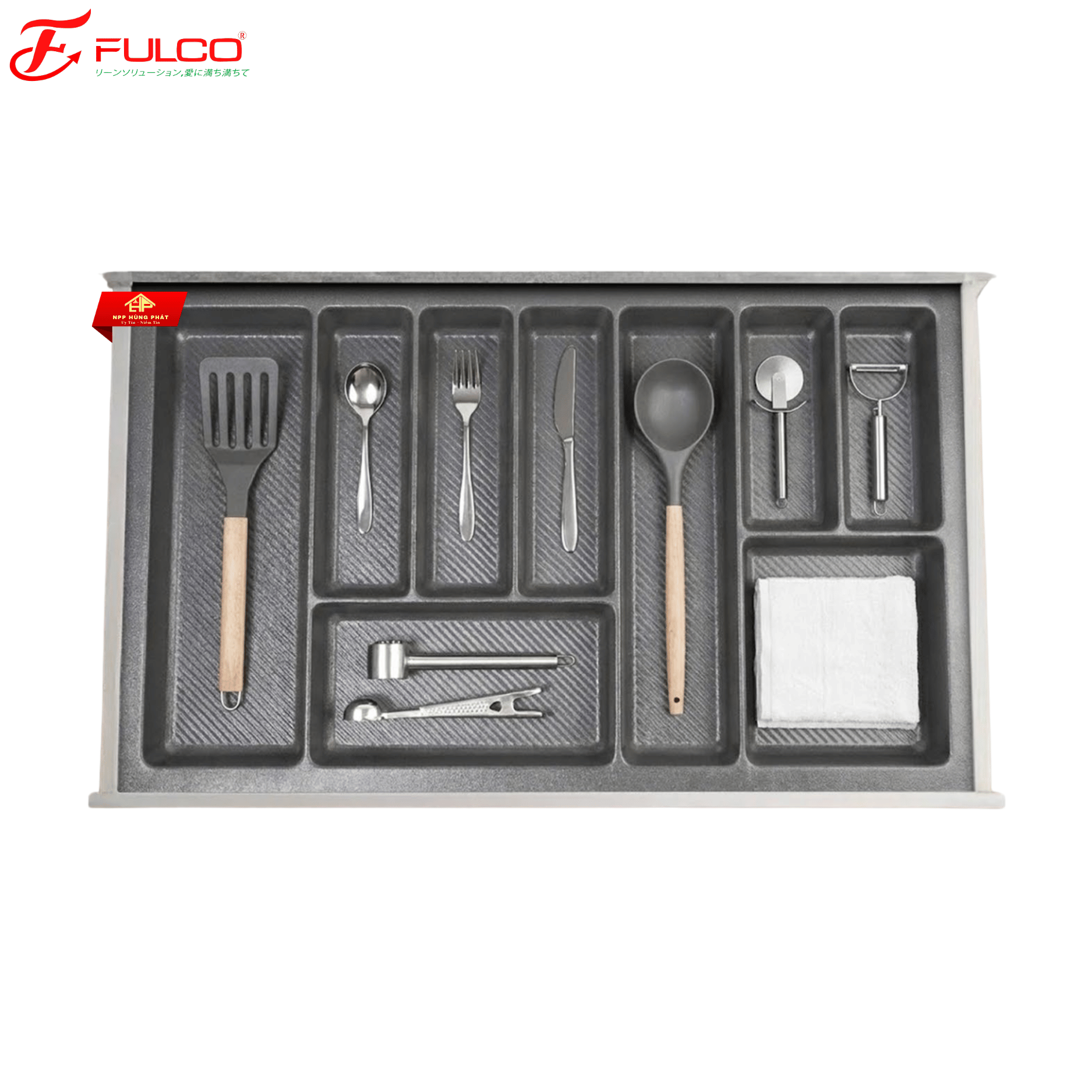Khay Chia Thìa Đĩa Nhựa Vân Carbon FULCO NS34-B