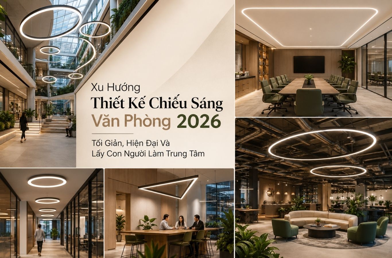 Xu Hướng Chiếu Sáng Văn Phòng 2026: Tối Giản, Hiện Đại & Công Năng
