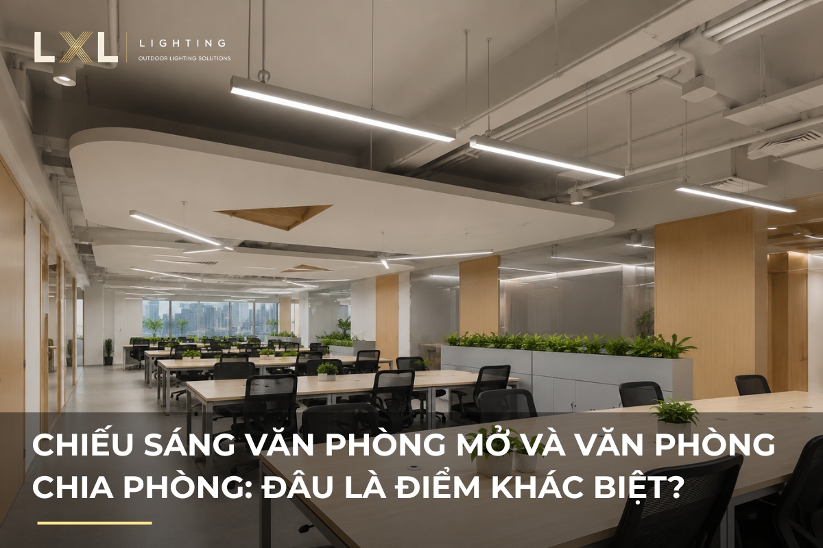 Văn phòng mở và chia phòng nên bố trí đèn ra sao | LXL Lighting