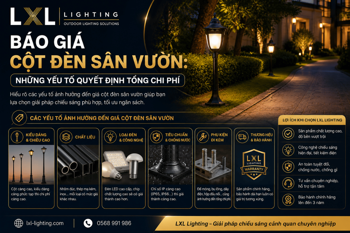 Báo giá cột đèn sân vườn: Những yếu tố quyết định tổng chi phí
