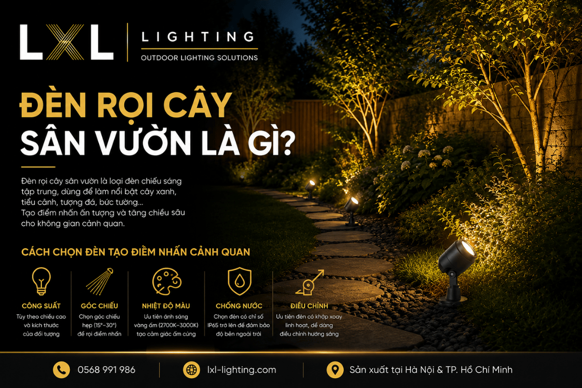 Đèn rọi cây sân vườn là gì? Cách chọn đèn tạo điểm nhấn cảnh quan
