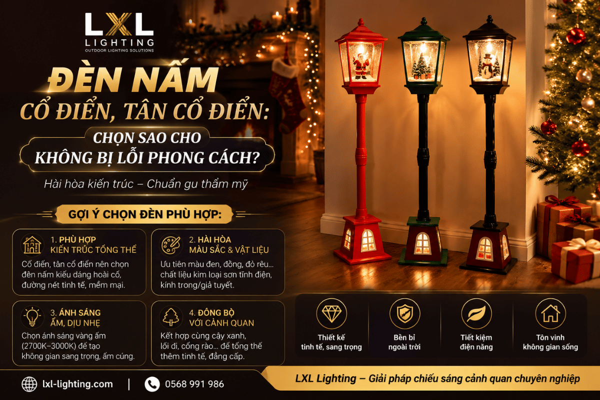 Đèn nấm cổ điển, tân cổ điển: Chọn sao cho không bị lỗi phong cách?