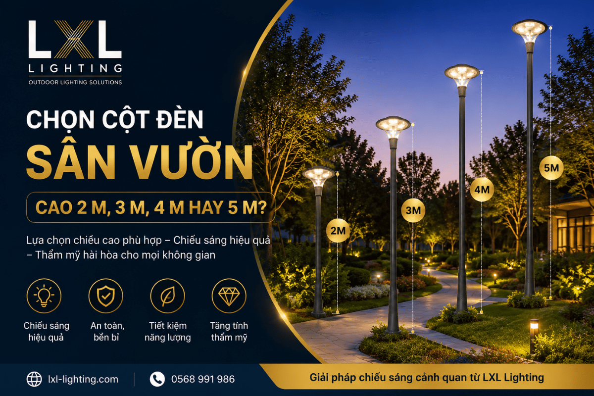 Chọn cột đèn sân vườn cao 2 m, 3 m, 4 m hay 5 m?