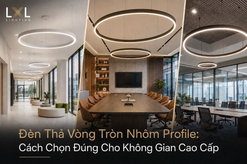 Đèn Thả Vòng Tròn Nhôm Profile: Cách Chọn Kích Thước, Ánh Sáng Và Ứng Dụng