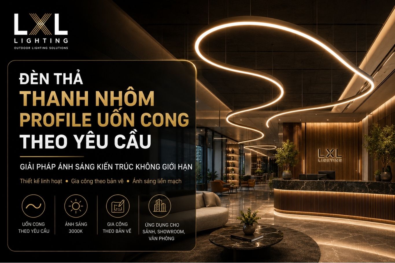Đèn Thả Nhôm Profile Uốn Cong Theo Yêu Cầu: Gia Công Hình Theo Bản Vẽ KTS