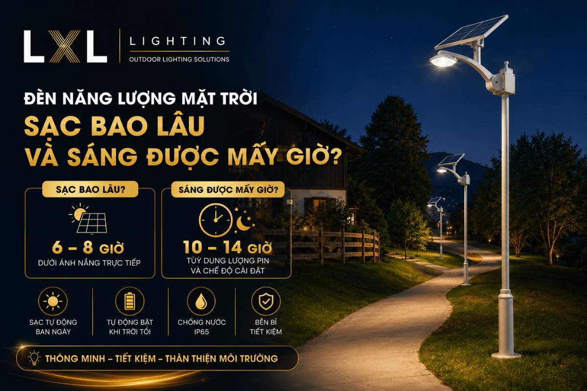 Đèn năng lượng mặt trời sạc bao lâu và sáng được mấy giờ?