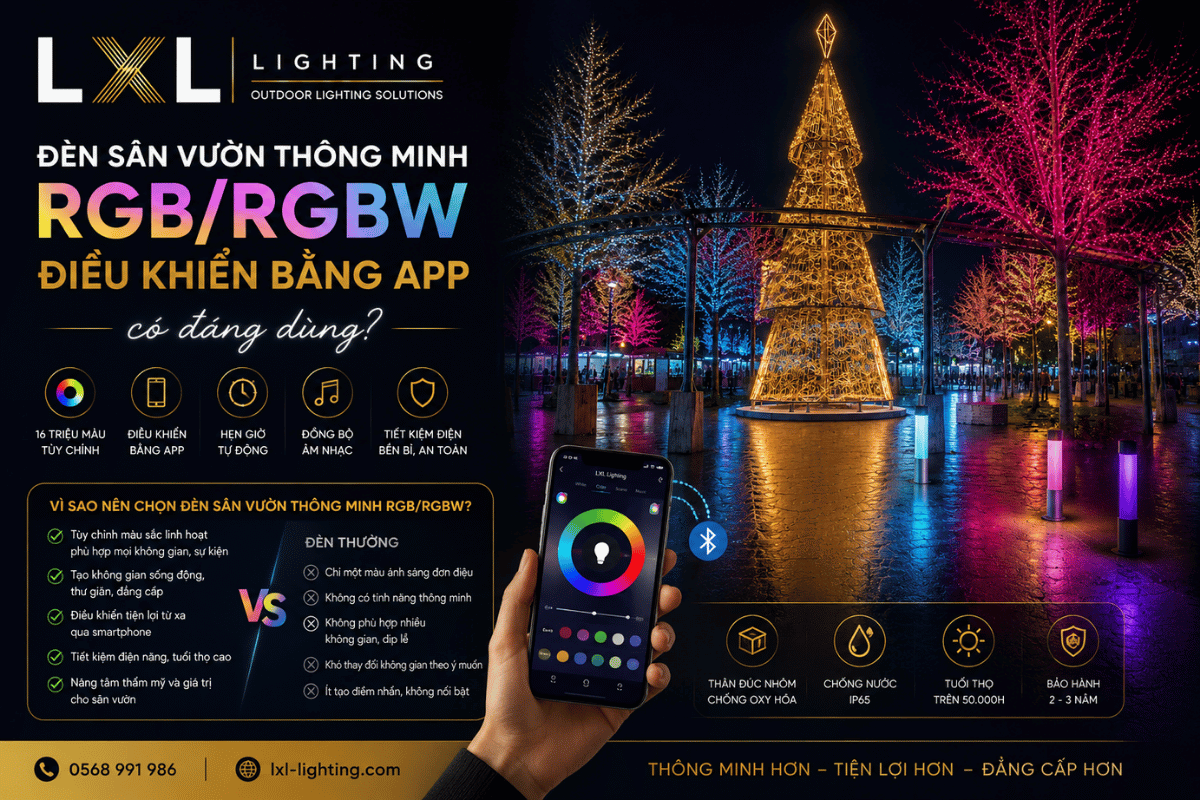 Đèn sân vườn thông minh RGB/RGBW điều khiển bằng app có đáng dùng?