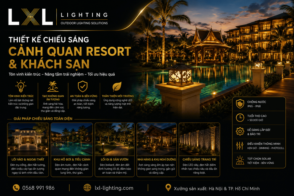 Thiết kế chiếu sáng cảnh quan resort và khách sạn