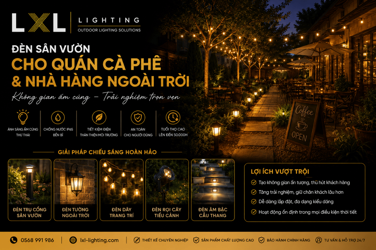 Đèn sân vườn cho quán cà phê và nhà hàng ngoài trời