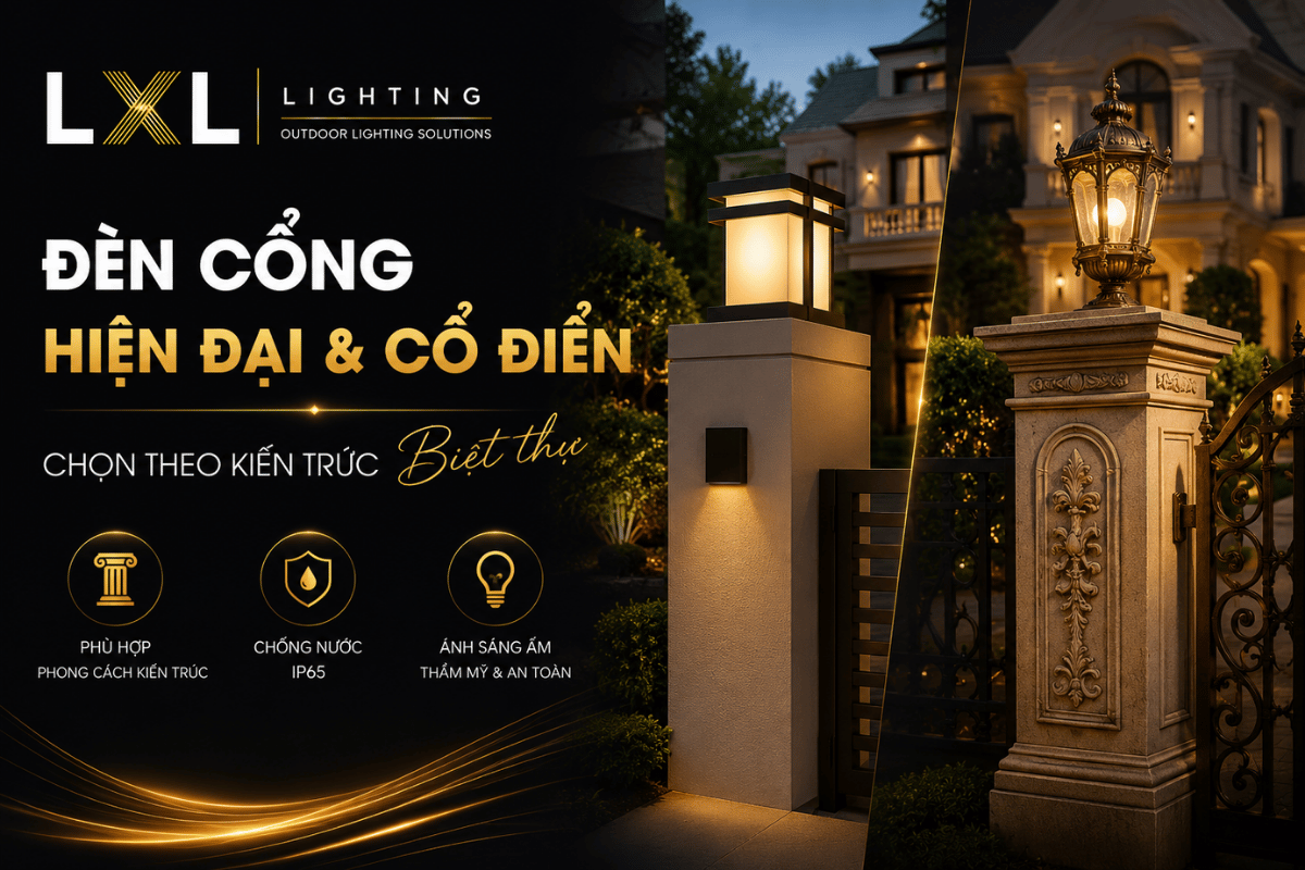 Đèn cổng hiện đại và cổ điển: Chọn theo kiến trúc biệt thự