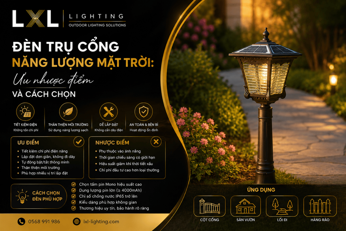 Đèn trụ cổng năng lượng mặt trời: Ưu nhược điểm và cách chọn