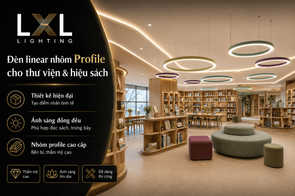 Đèn Linear Nhôm Profile Cho Thư Viện & Hiệu Sách | LXL Lighting