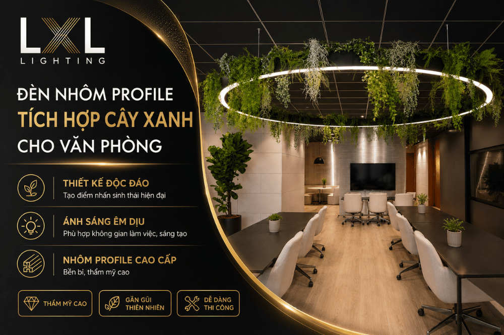 Đèn Nhôm Profile Tích Hợp Cây Xanh Văn Phòng | LXL Lighting