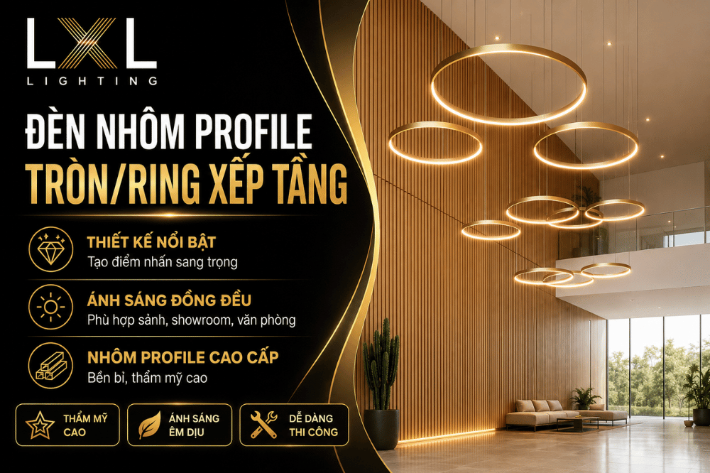 Công Trình Đèn Nhôm Profile Ring Xếp Tầng  Đẹp | LXL Lighting