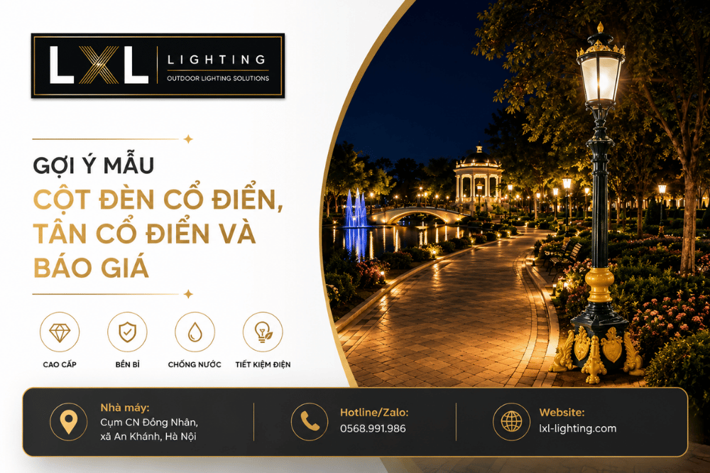 Gợi Ý Mẫu Cột Đèn Cổ Điển, Tân Cổ Điển Và Báo Giá