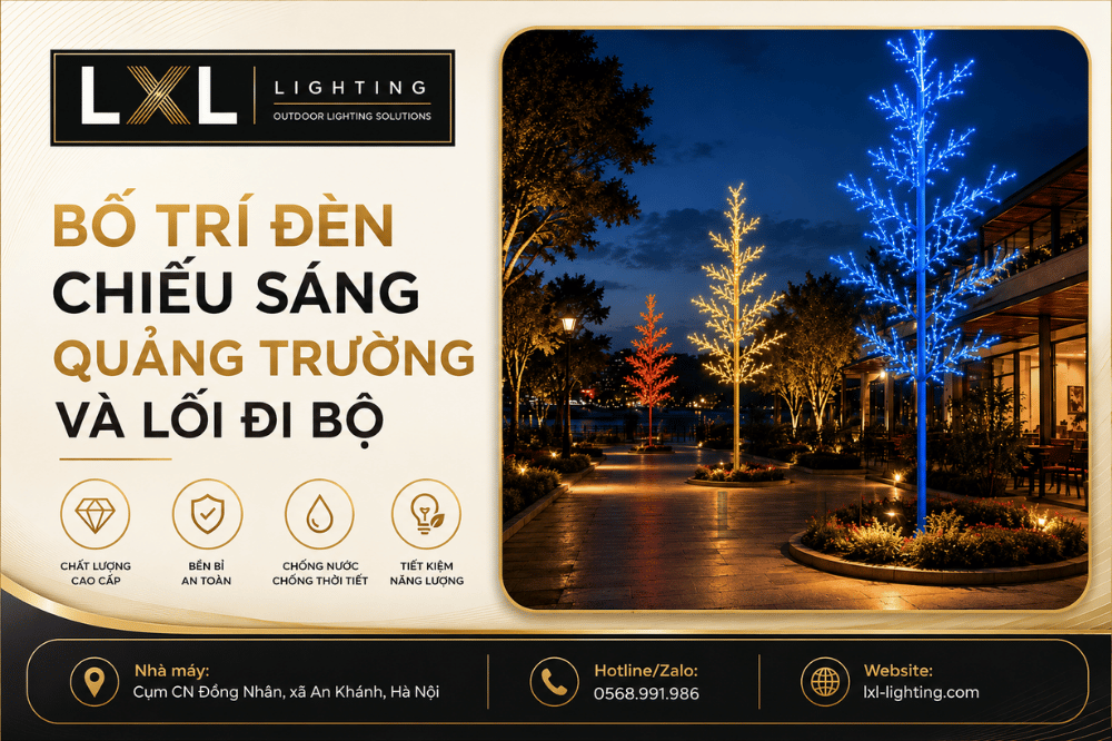 Bố Trí Đèn Chiếu Sáng Quảng Trường Và Lối Đi Bộ