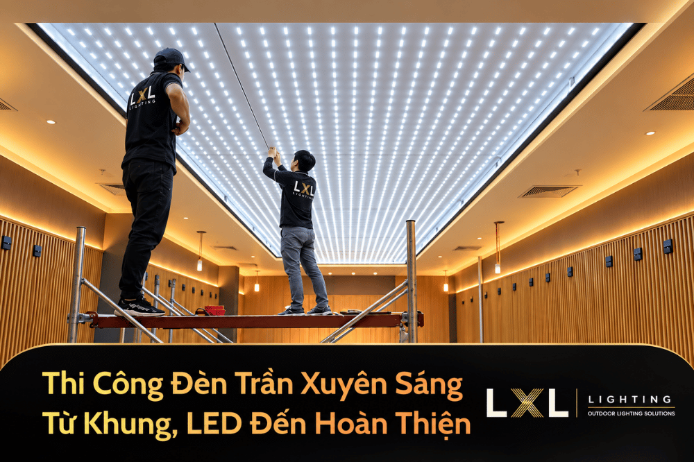 Thi Công Đèn Trần Xuyên Sáng – Từ Khung, LED Đến Hoàn Thiện