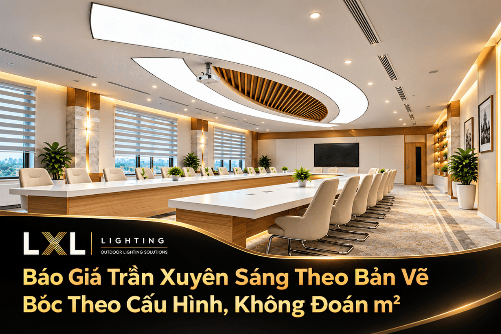Báo Giá  Đèn Trần Xuyên Sáng Theo Bản Vẽ – Bóc Theo Cấu Hình, Không Đoán m²