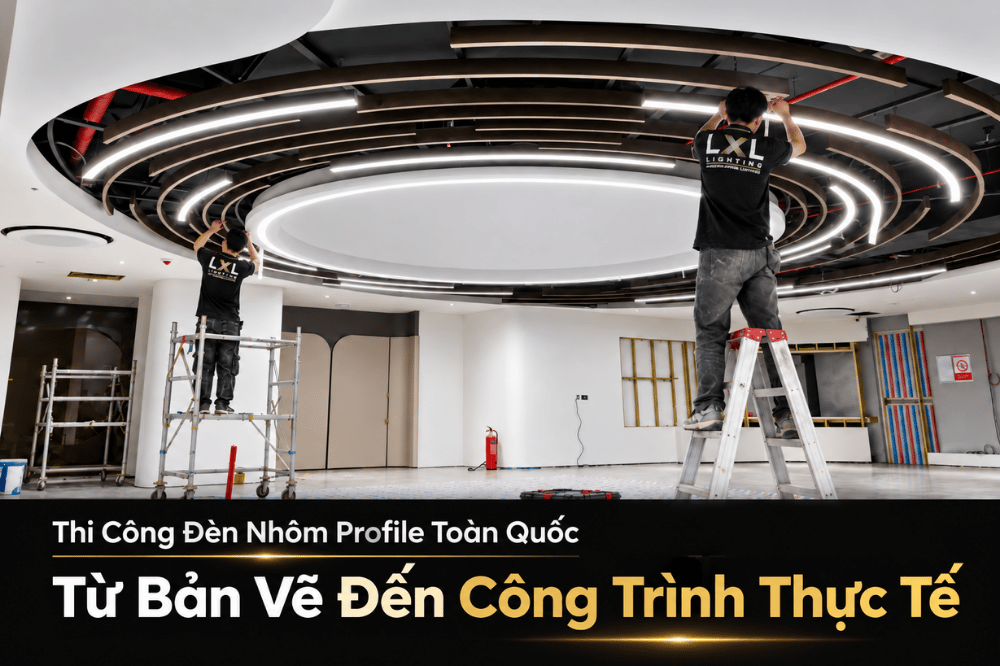 Thi Công Đèn Nhôm Profile – Từ Bản Vẽ Đến Công Trình Thực Tế